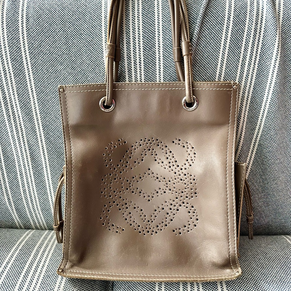 Loewe Gray Leather Tote Bag